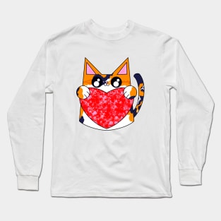 Rose The Calico Cat With Valentines Heart Long Sleeve T-Shirt